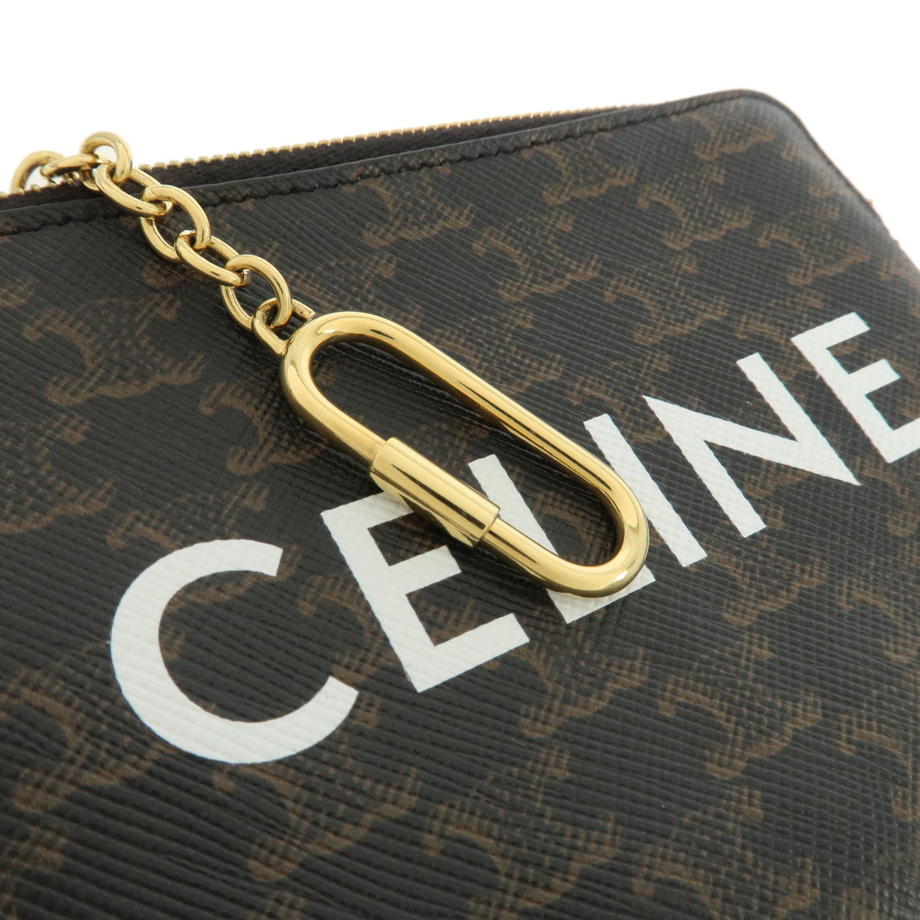 CELINE C Macadam PVC Coin Case Black Brown White Used