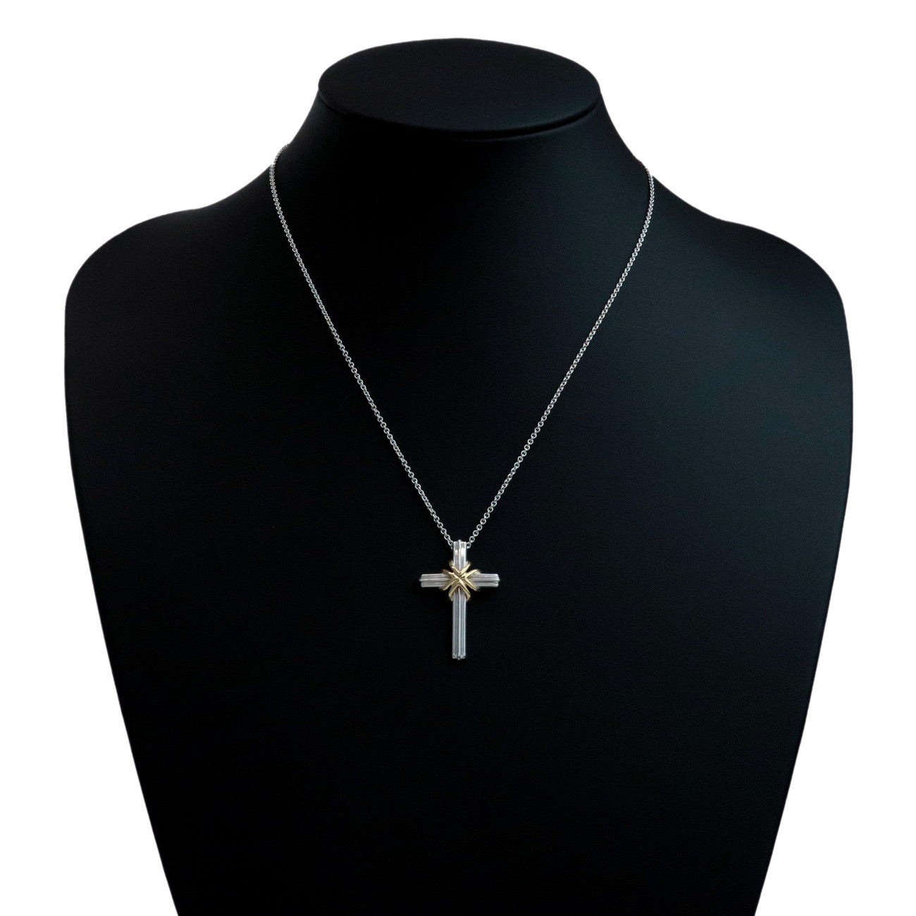 Tiffany&Co. Signature Cross Necklace K18YG 750YG SV925 Silver Used