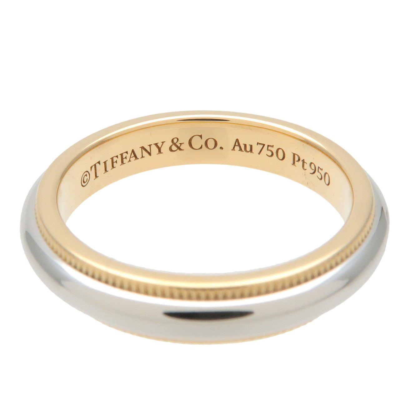 Tiffany&Co. Milgrain Band Ring K18YG 750YG PT950 #9 US5 EU49 Used