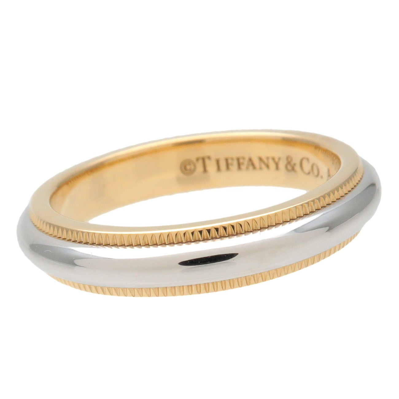 Tiffany&Co. Milgrain Band Ring K18YG 750YG PT950 #9 US5 EU49 Used