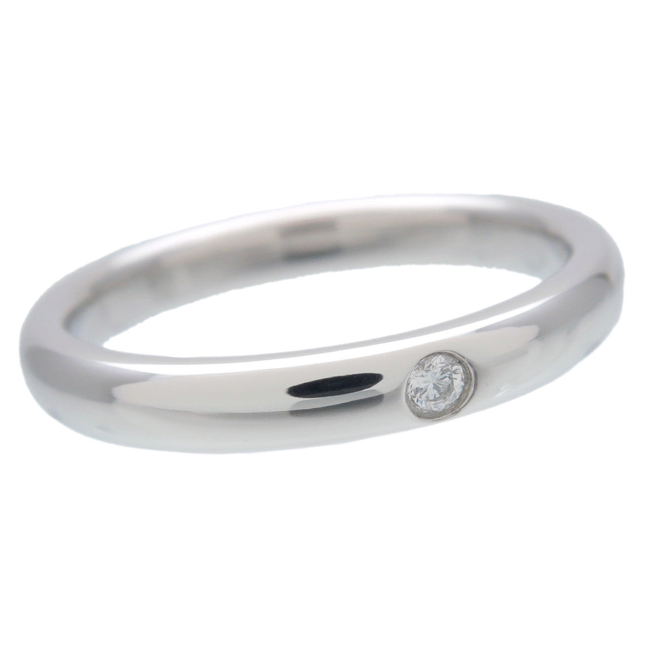 Tiffany&Co. Stacking Band Ring 1P Diamond PT950 Platinum US5 EU49 F/S Used
