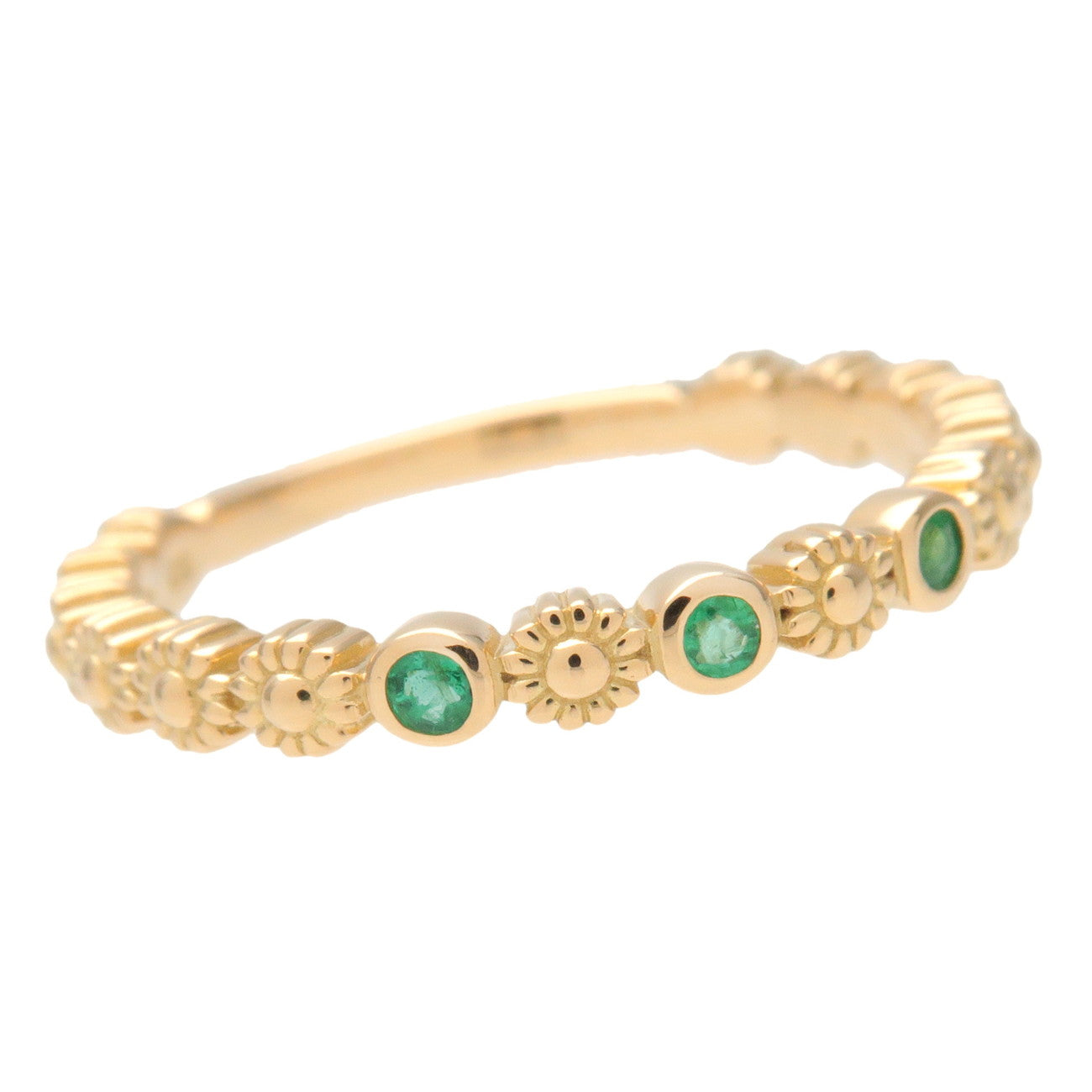 4C 3P Emerald Ring K18YG 750YG Yellow Gold #8 US4.5 EU48 Used