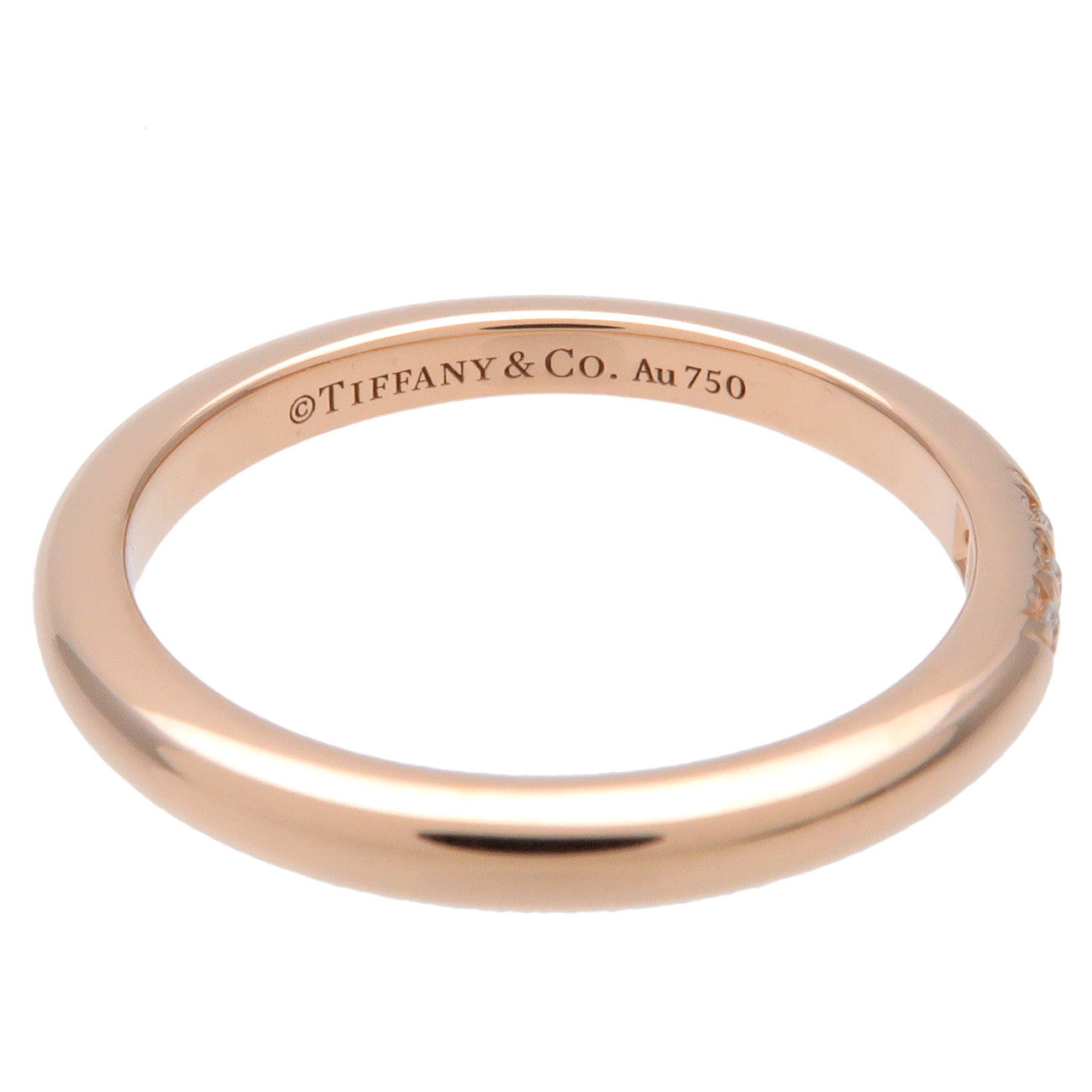 Tiffany&Co. Classic Band 3P Diamond Ring K18PG 750PG #6.5 Used