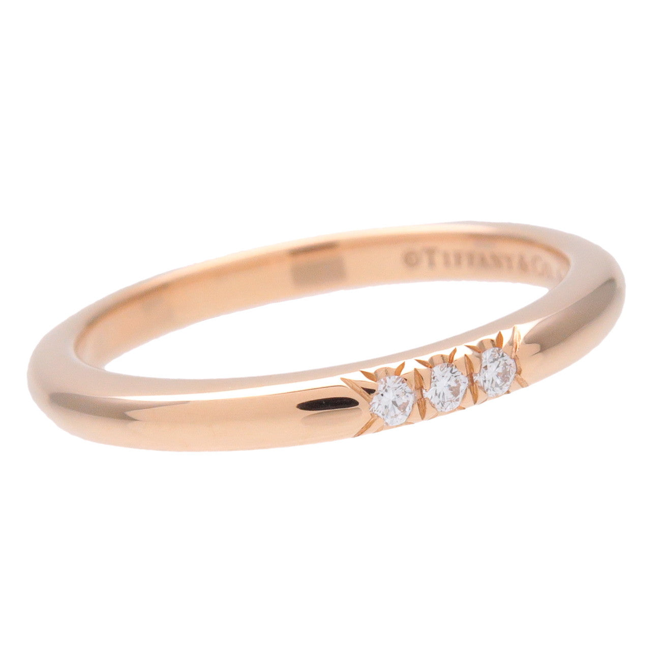 Tiffany&Co. Classic Band 3P Diamond Ring K18PG 750PG #6.5 Used