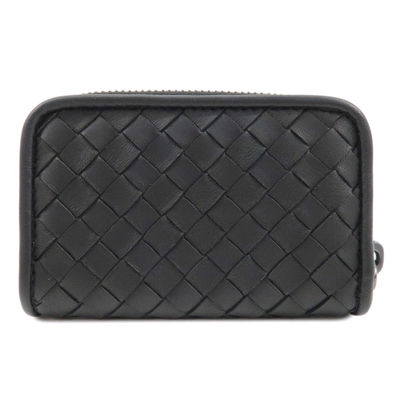 BOTTEGA VENETA Intrecciato Leather Round Zipper Card Case 114075 Used