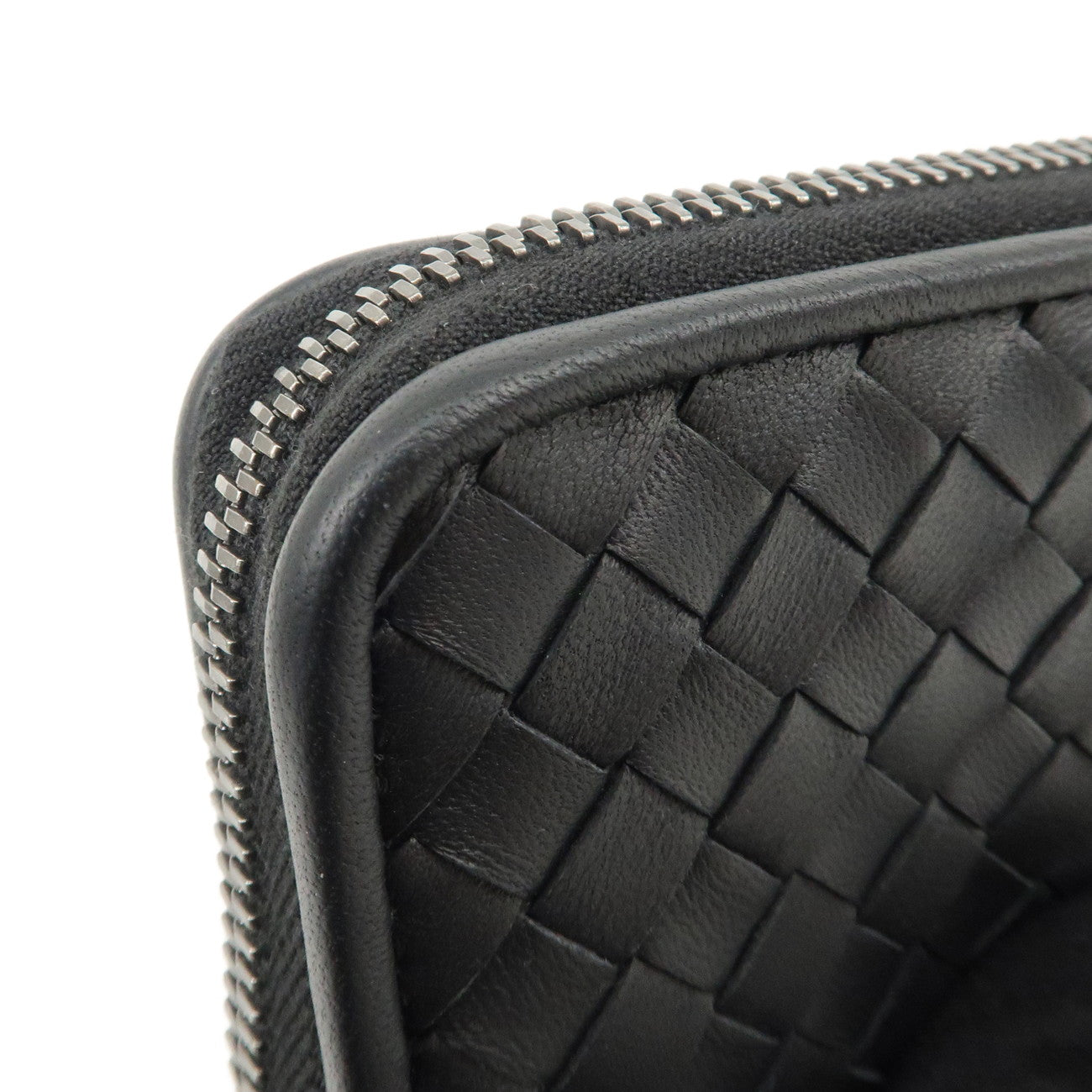 BOTTEGA VENETA Intrecciato Leather Round Zipper Card Case 114075 Used