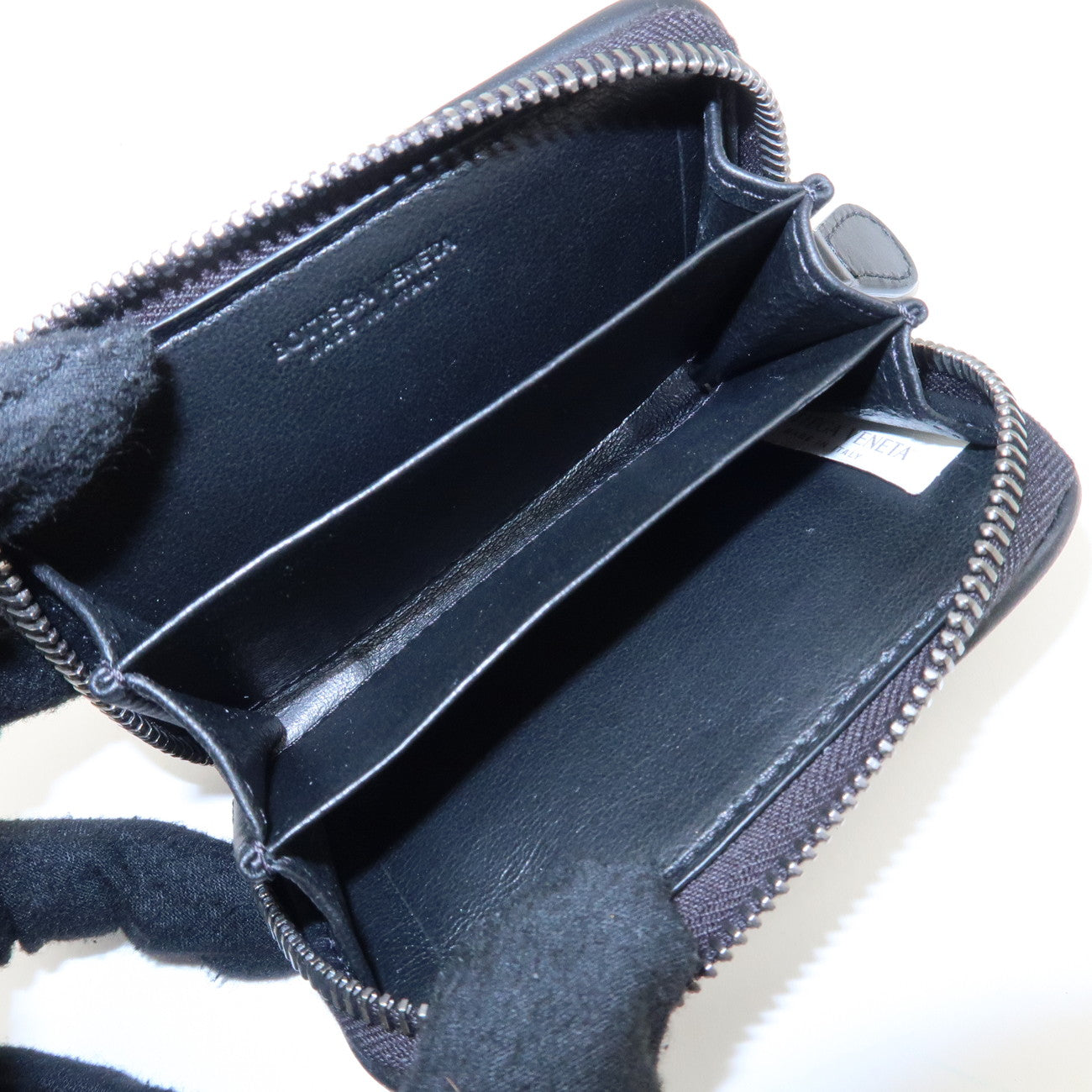 BOTTEGA VENETA Intrecciato Leather Round Zipper Card Case 114075 Used