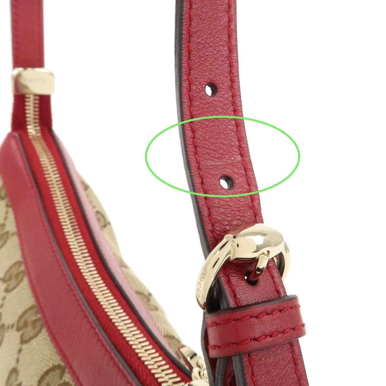 GUCCI GG Canvas Leather Hand Bag Pouch Beige Red 245938 Used