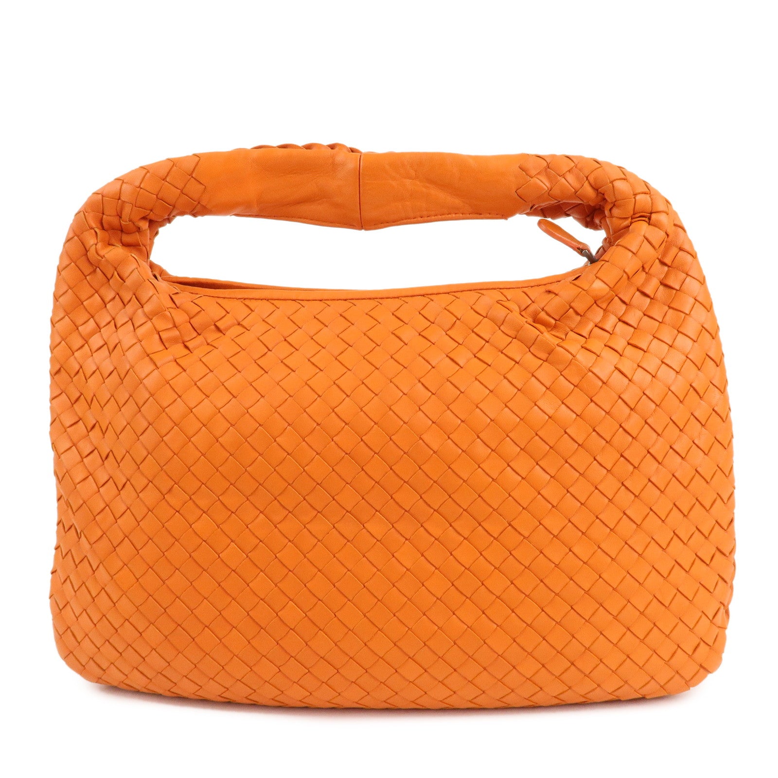 BOTTEGA VENETA Hobo Intrecciato Leather Shoulder Bag Orange 115653 Used