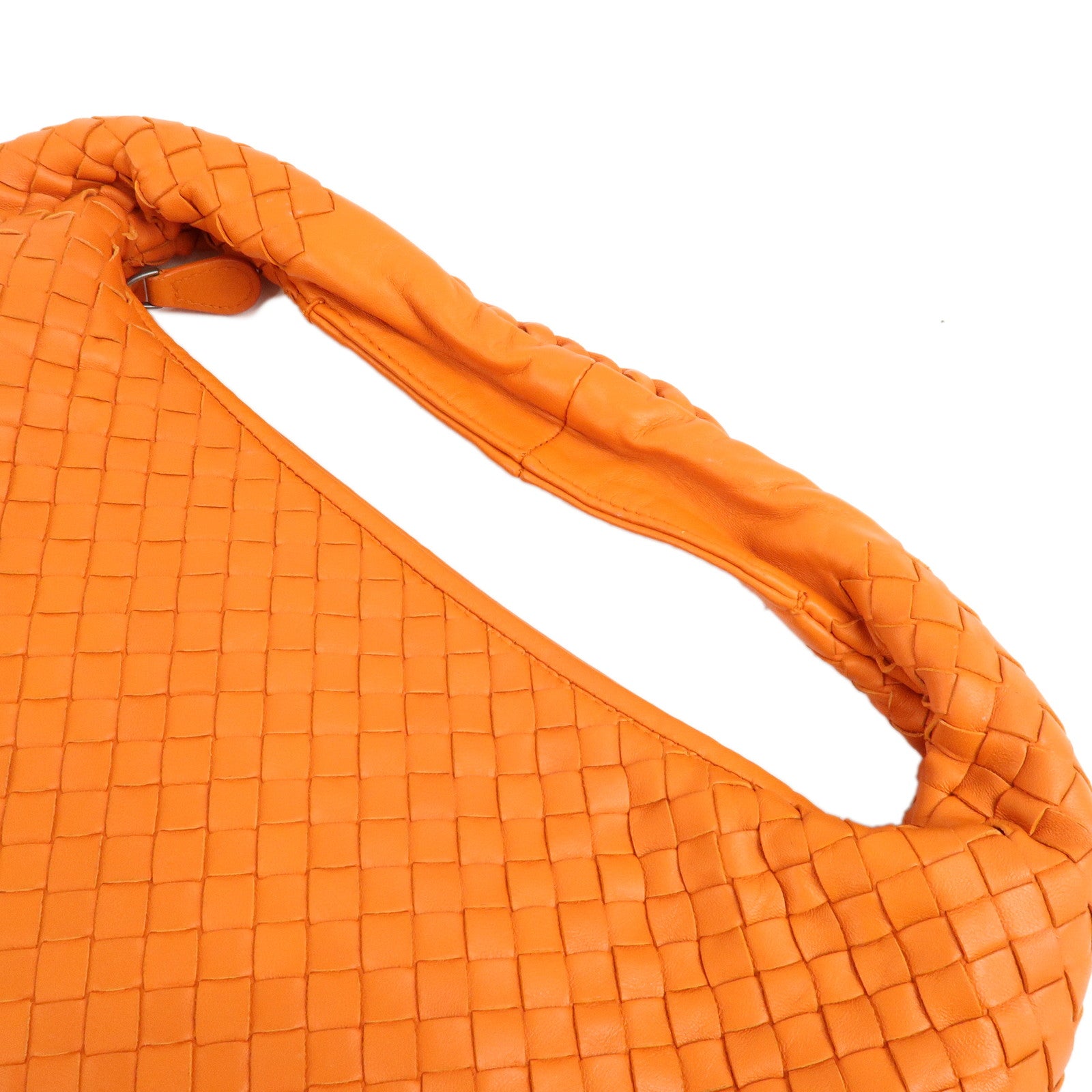 BOTTEGA VENETA Hobo Intrecciato Leather Shoulder Bag Orange 115653 Used