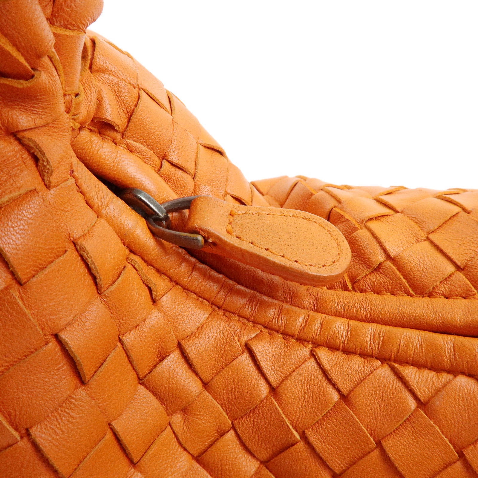 BOTTEGA VENETA Hobo Intrecciato Leather Shoulder Bag Orange 115653 Used