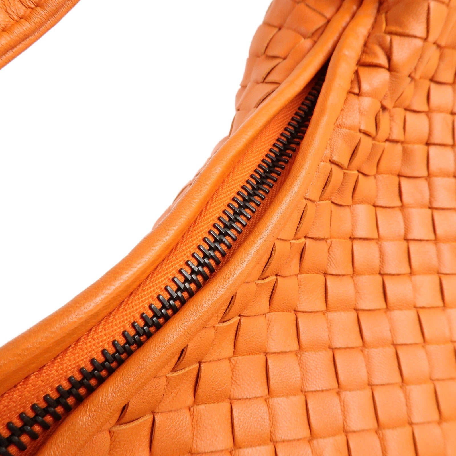 BOTTEGA VENETA Hobo Intrecciato Leather Shoulder Bag Orange 115653 Used