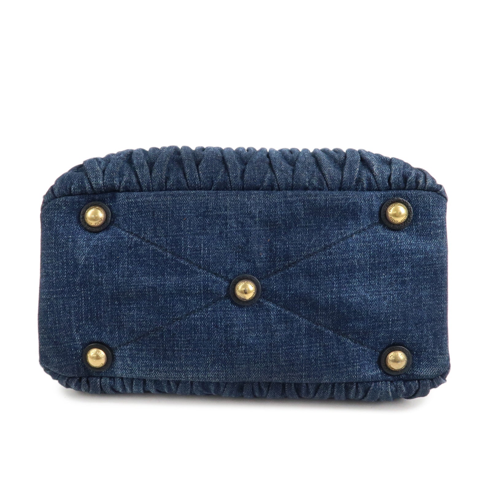 MIU MIU Matelasse Denim 2Way Bag Hand Bag Shoulder Bag Blue Used