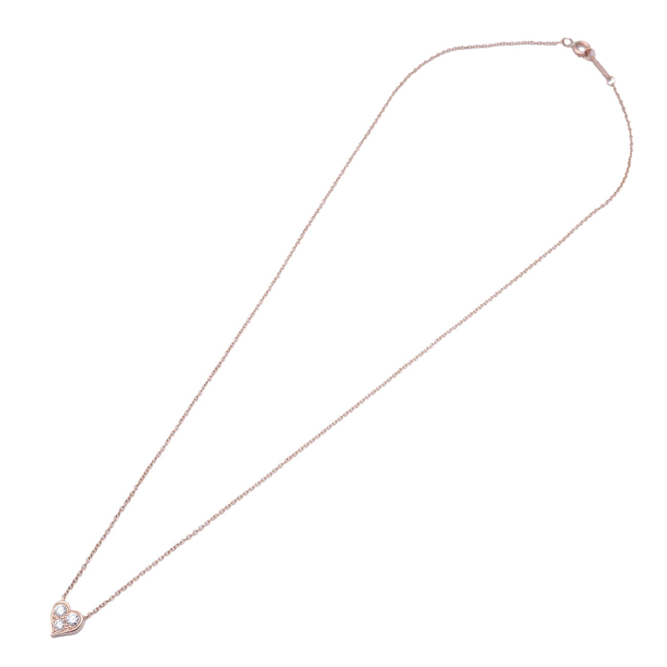 Tiffany&Co. Sentimental Heart 3P Diamond Necklace K18PG Rose Gold Used