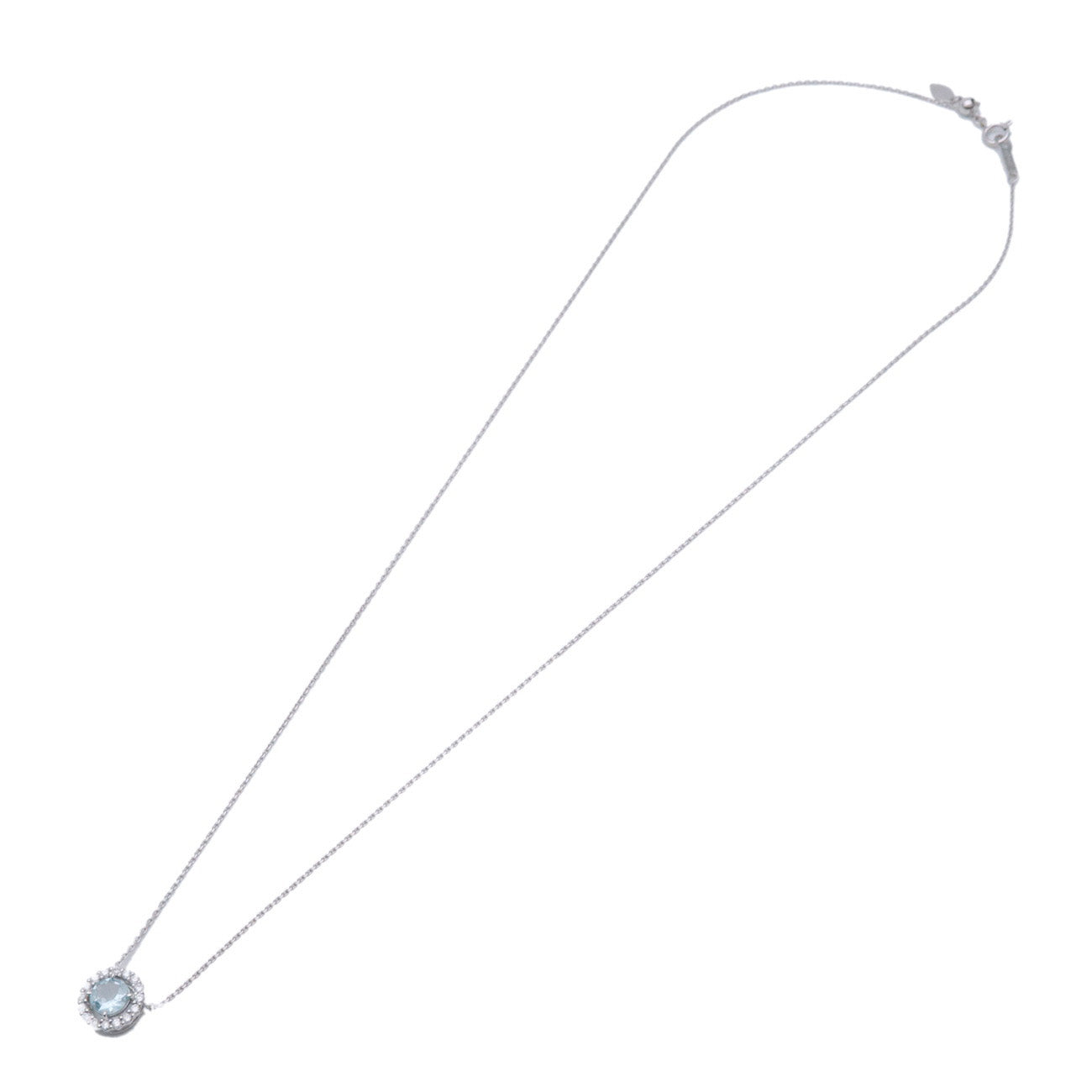 4C 1P Aquamarine Diamond Necklace PT850 Platinum Used