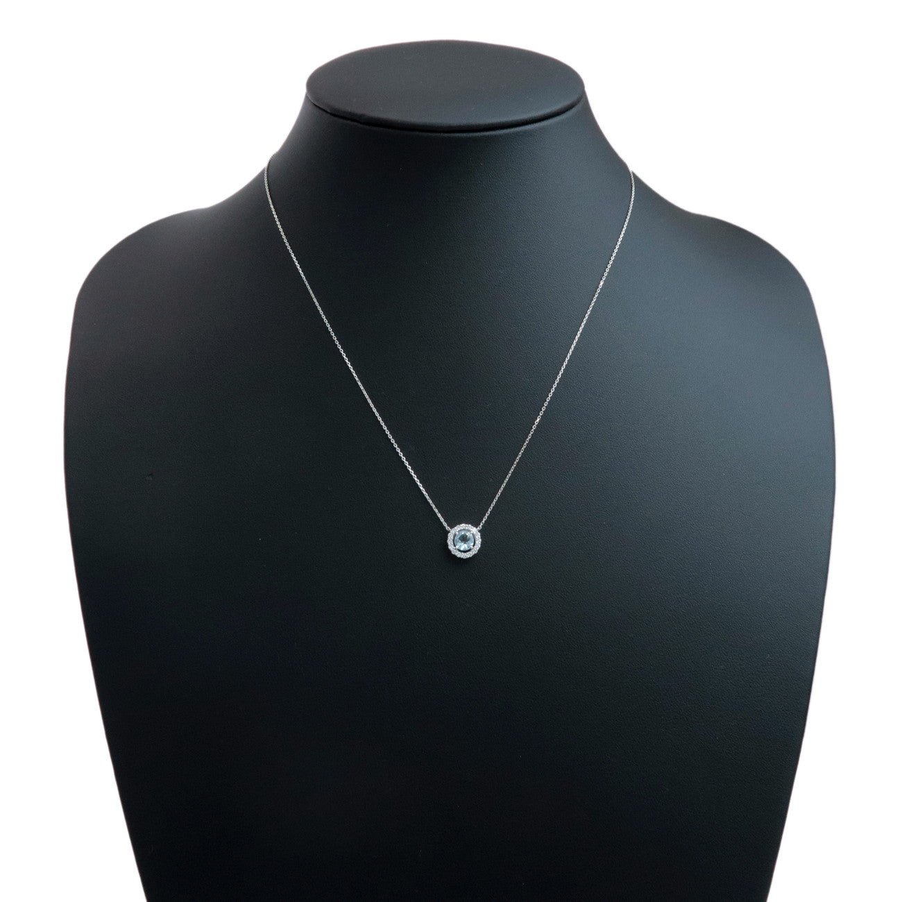 4C 1P Aquamarine Diamond Necklace PT850 Platinum Used