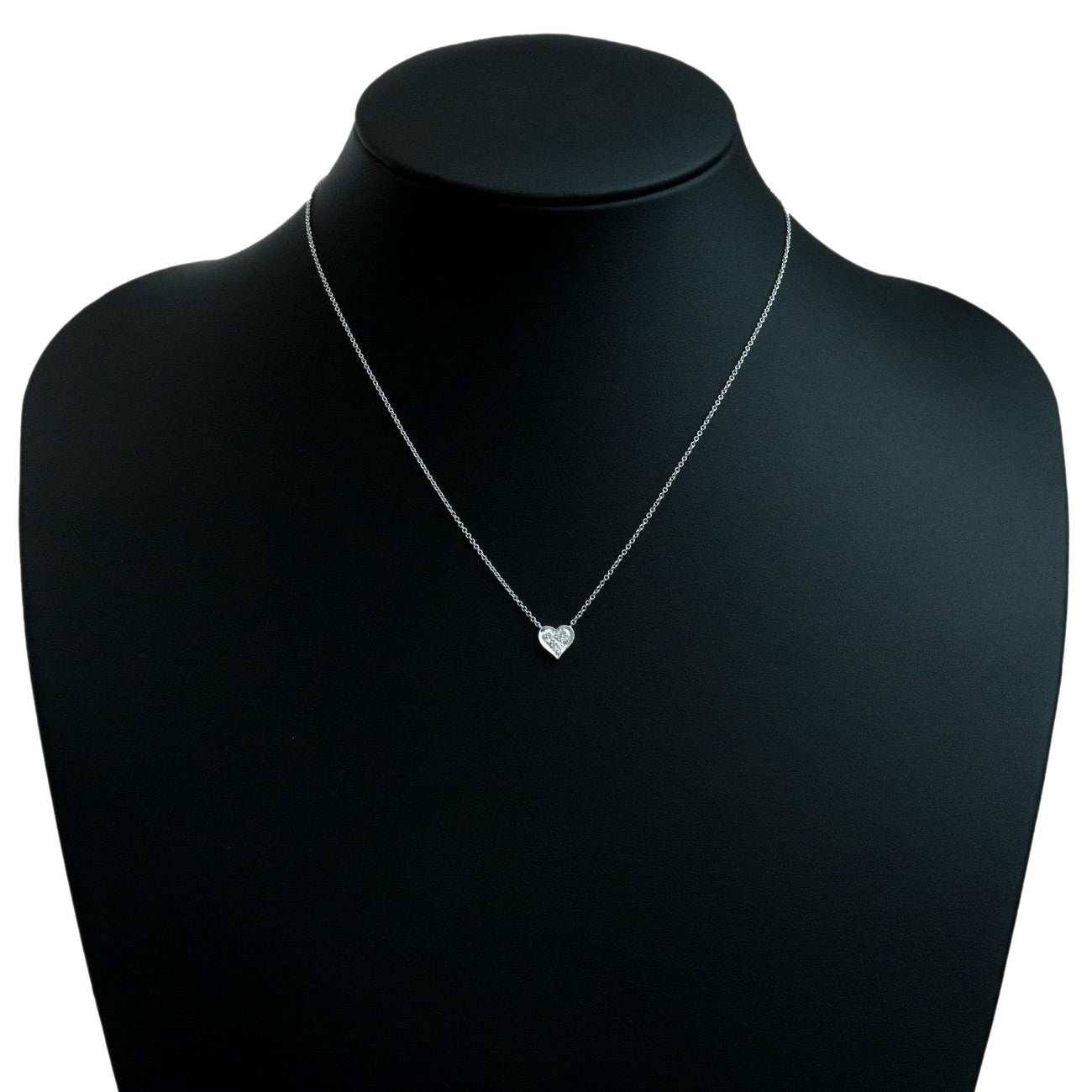 Tiffany&Co. Sentimental Heart 3P Diamond Necklace PT950 Platinum Used