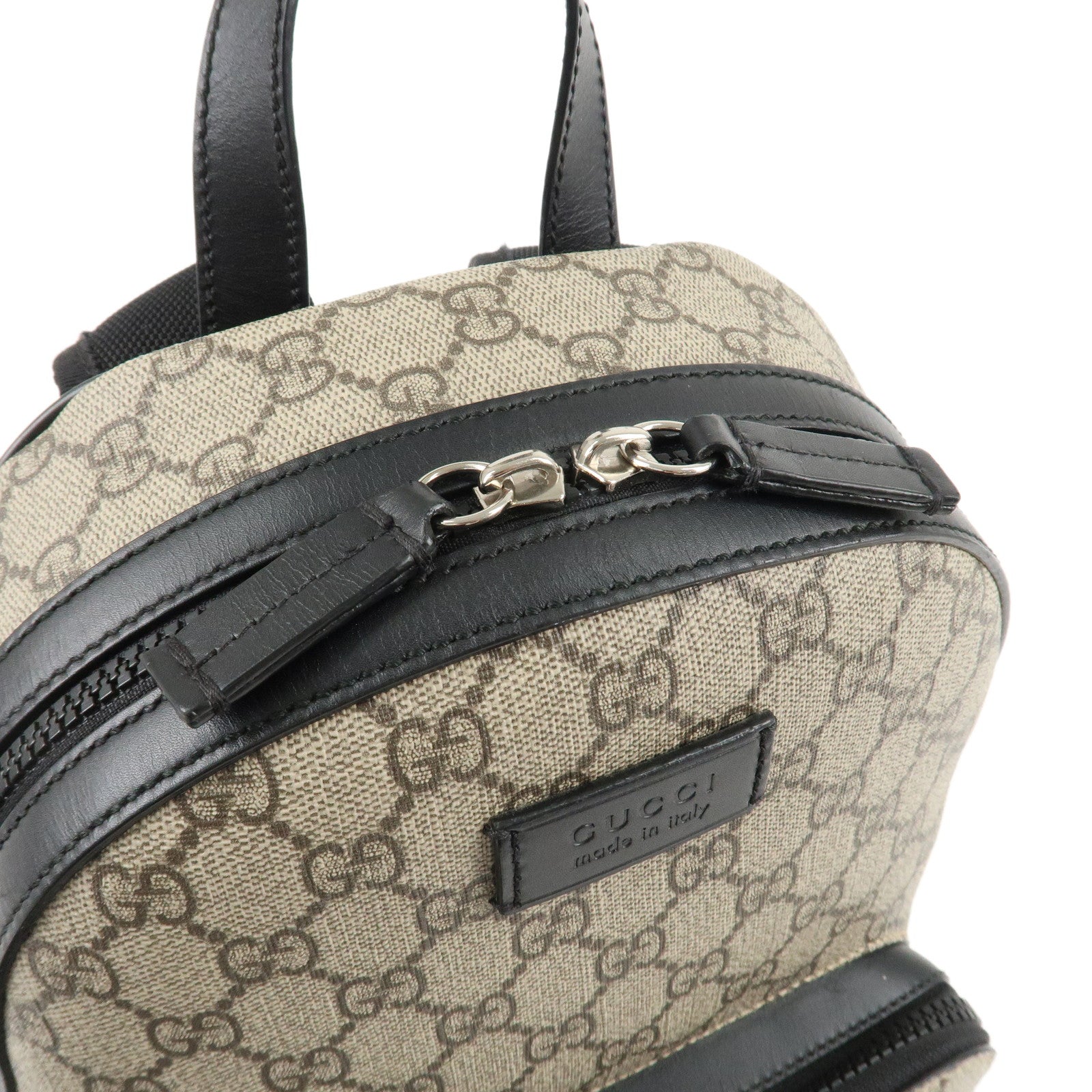 GUCCI GG Supreme Leather Backpack Rucksack Beige Black 429020 Used