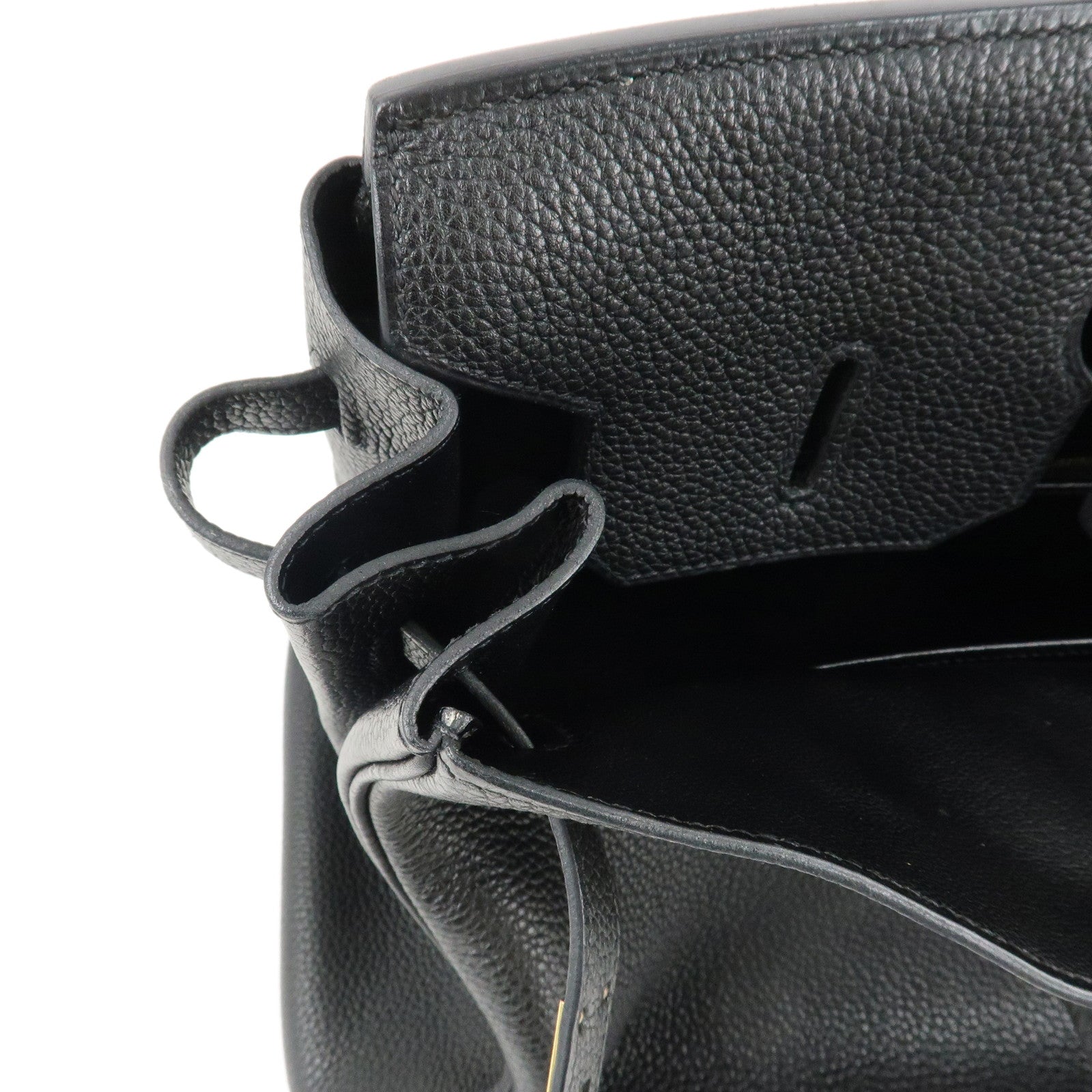 HERMES Togo Birkin 35 H Stamped Hand Bag Black Gold HDW Used