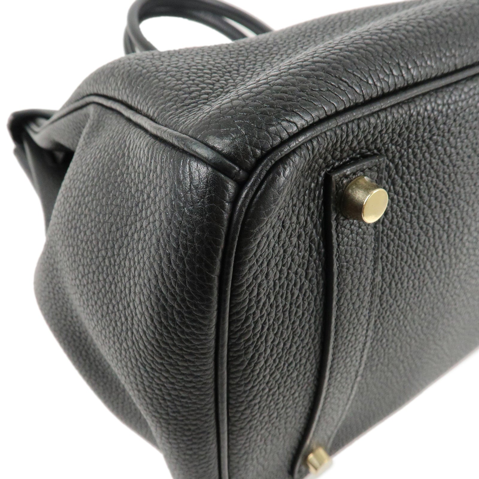 HERMES Togo Birkin 35 H Stamped Hand Bag Black Gold HDW Used