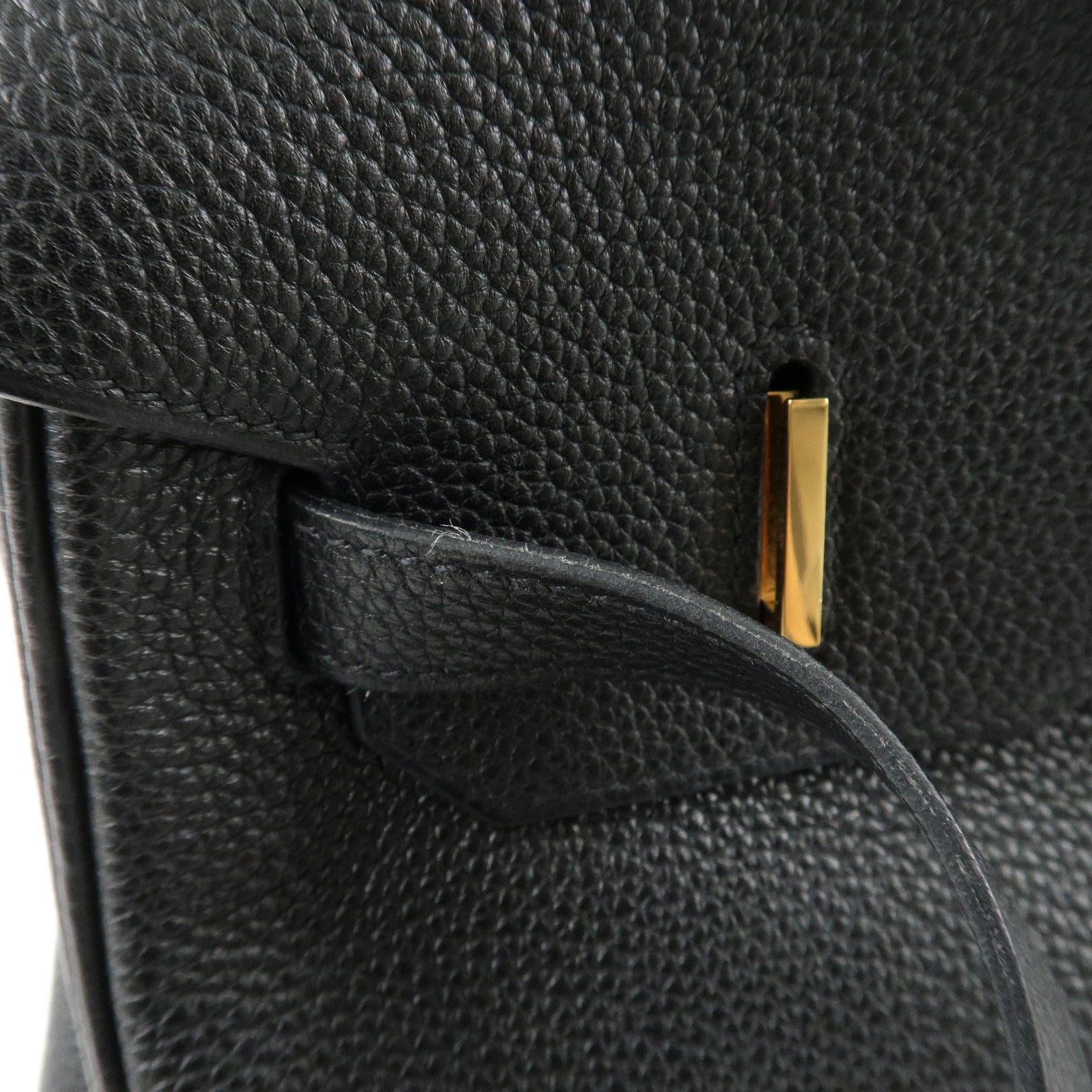 HERMES Togo Birkin 35 H Stamped Hand Bag Black Gold HDW Used