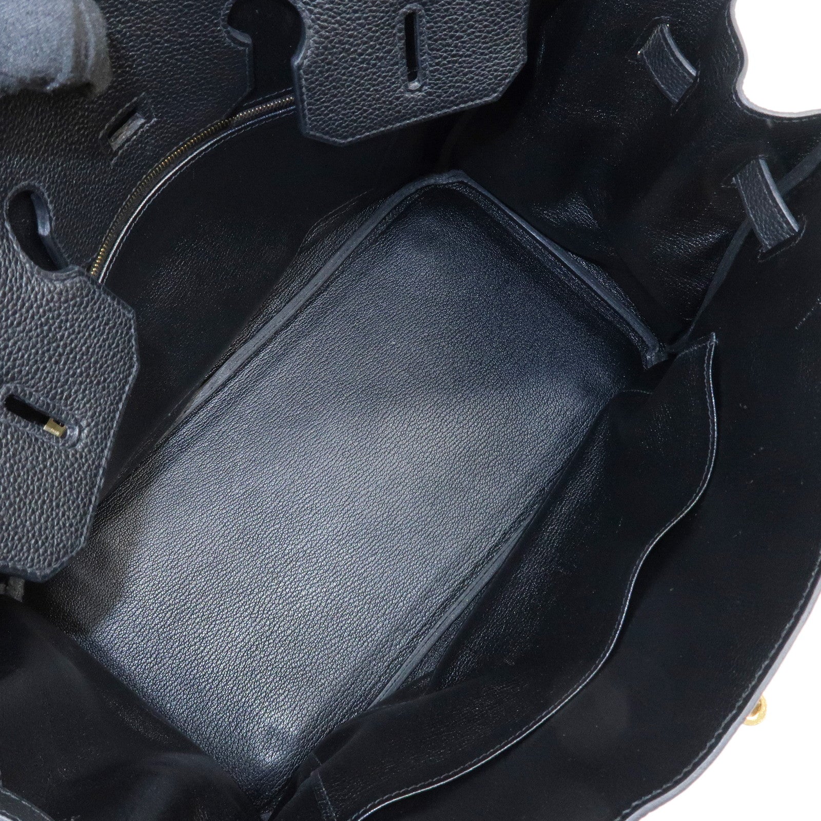 HERMES Togo Birkin 35 H Stamped Hand Bag Black Gold HDW Used