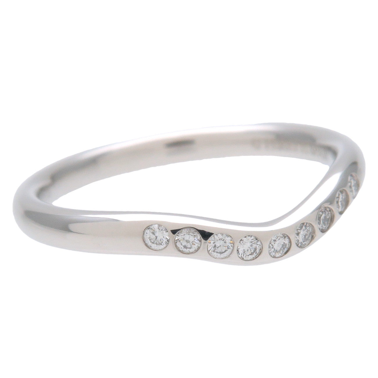 Tiffany&Co. Curved Band 9P Diamond Ring Platinum US5 EU49 Used
