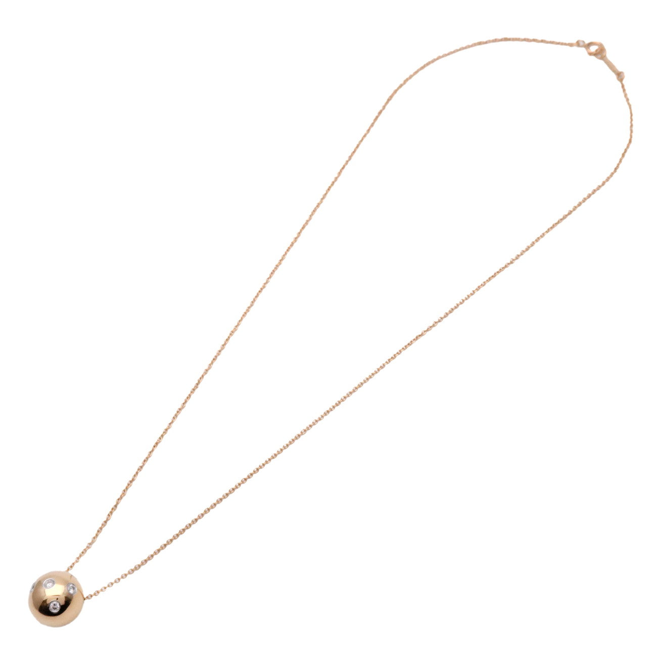 Tiffany&Co. Dots Ball 6P Diamonds Necklace K18 750YG 950PT Used