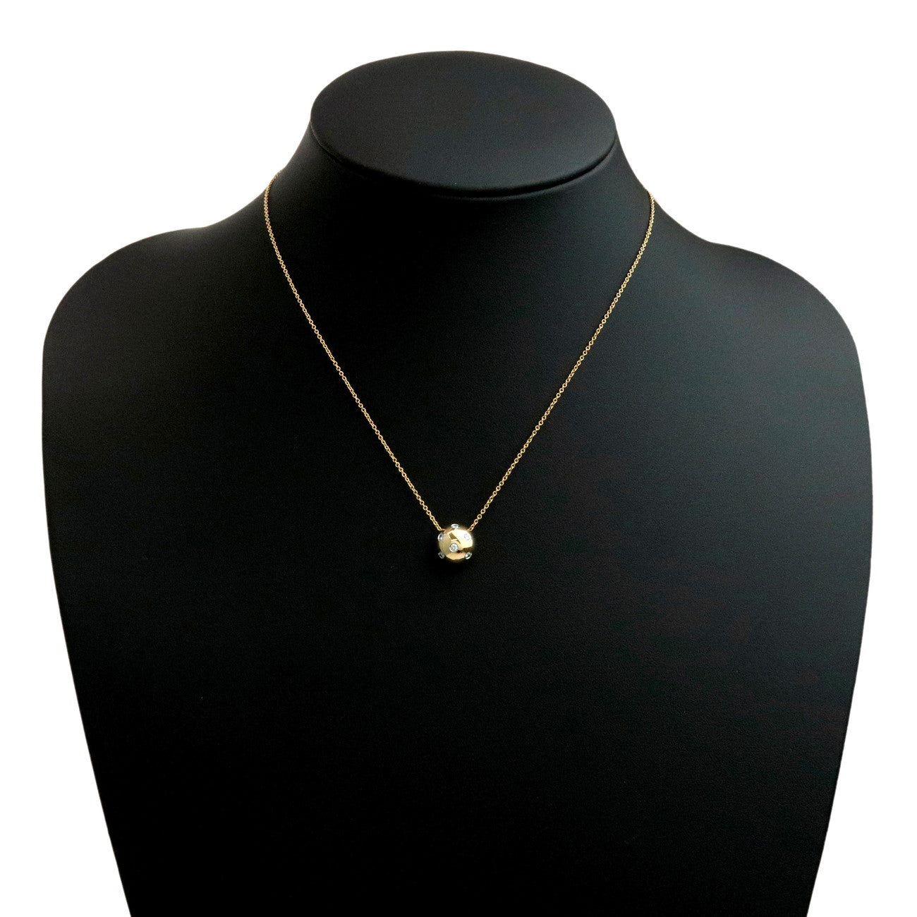Tiffany&Co. Dots Ball 6P Diamonds Necklace K18 750YG 950PT Used