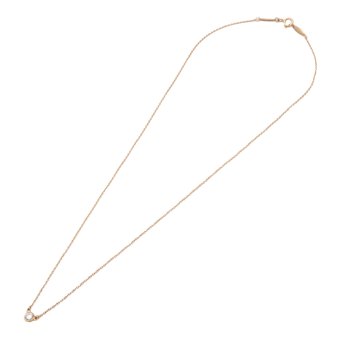 Tiffany&Co. By The Yard 1P Diamond 0.17ct Necklace K18YG Used