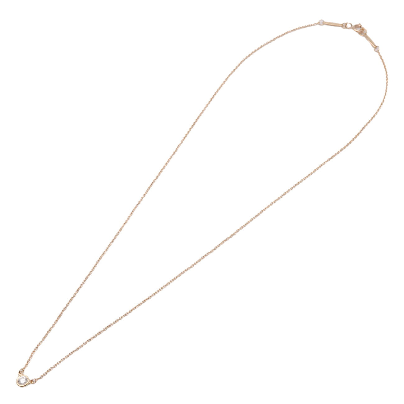 Tiffany&Co. By The Yard 1P Diamond 0.17ct Necklace K18YG Used