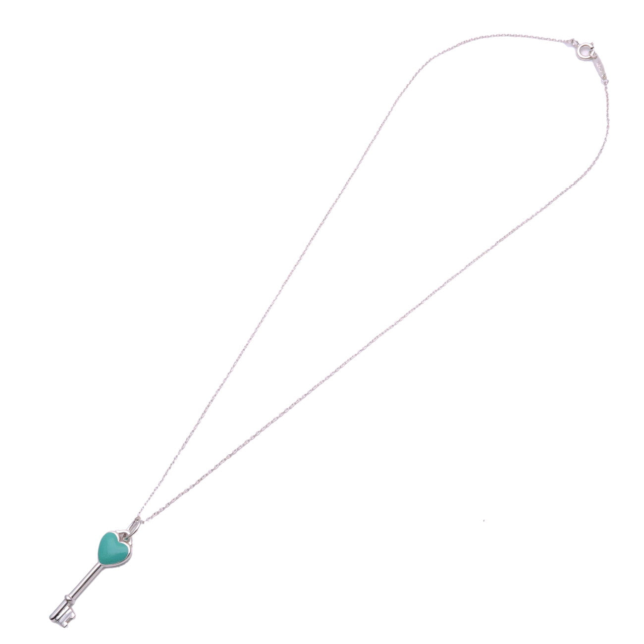 Tiffany&Co. Heart Key Necklace SV925 Silver Blue Used