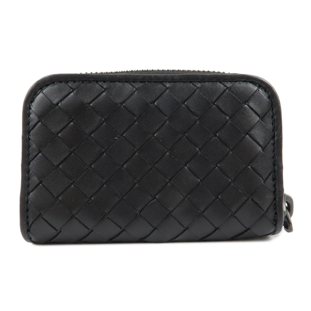 BOTTEGA VENETA Intrecciato Leather Coin Case Black 114075 Used