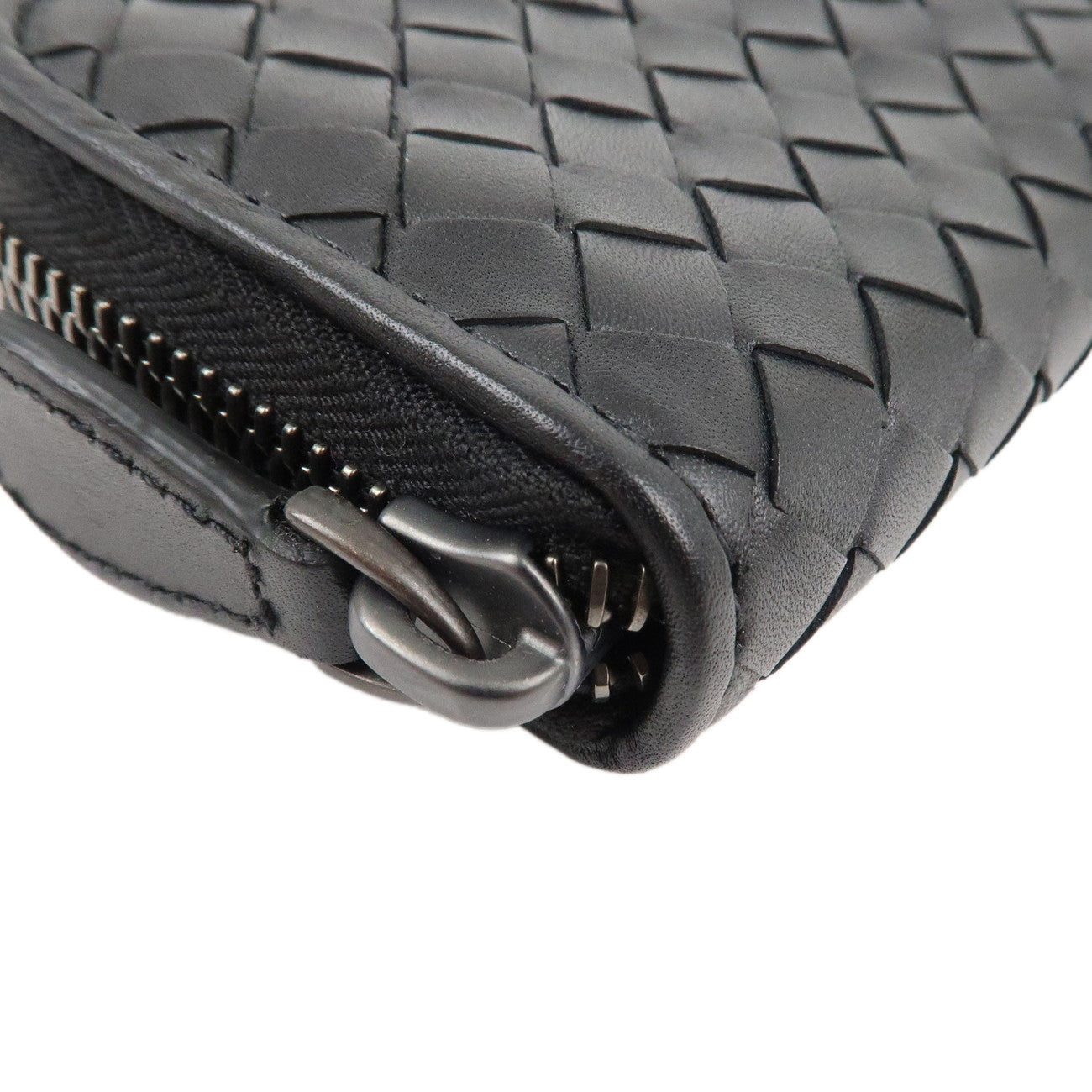 BOTTEGA VENETA Intrecciato Leather Coin Case Black 114075 Used