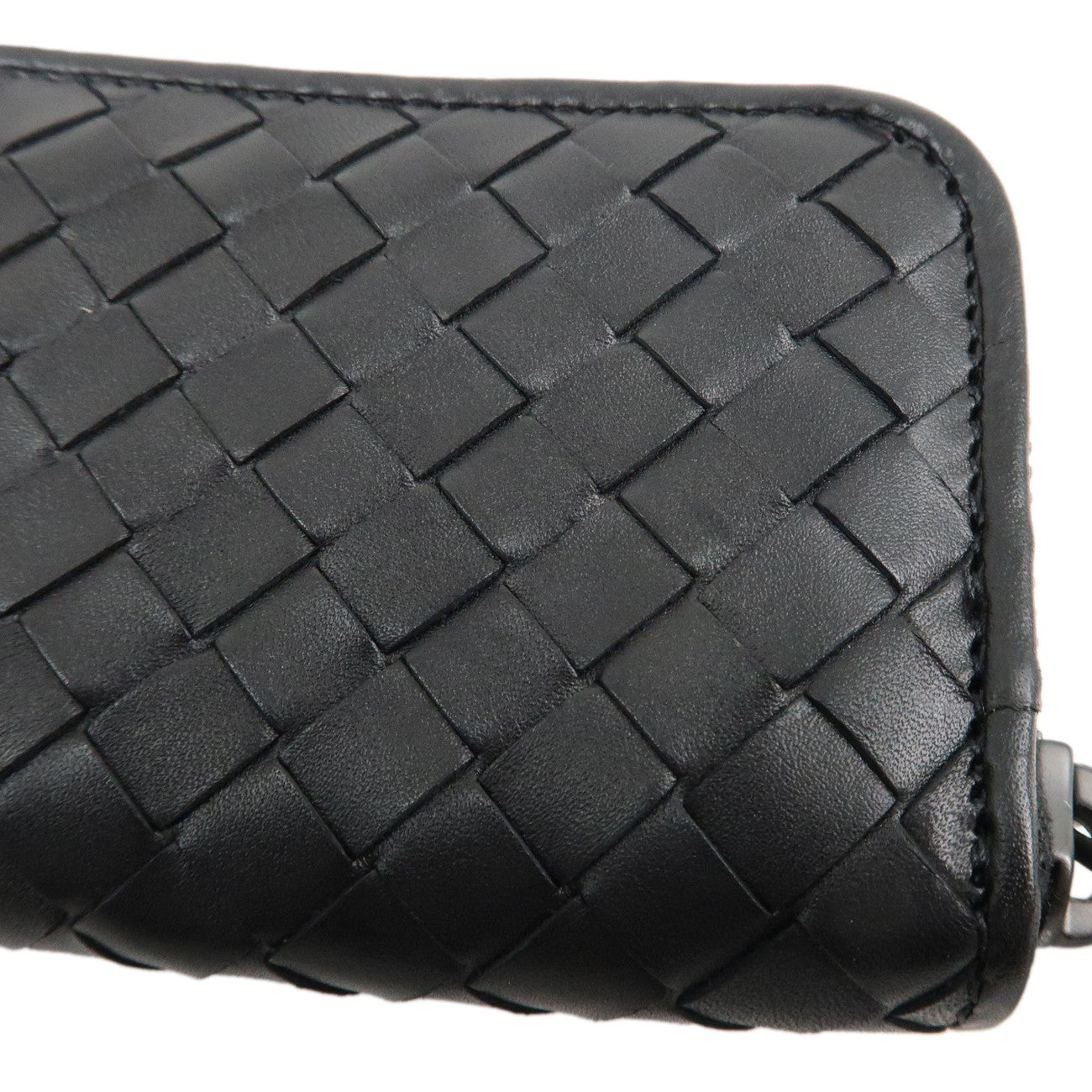 BOTTEGA VENETA Intrecciato Leather Coin Case Black 114075 Used