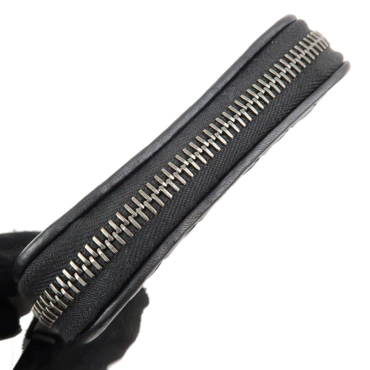 BOTTEGA VENETA Intrecciato Leather Coin Case Black 114075 Used