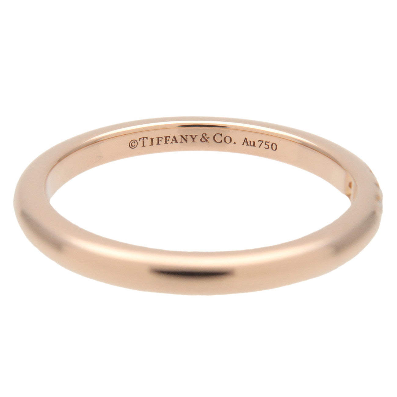 Tiffany&Co. Classic Band Ring 3P Diamond K18 Rose Gold US4.5 Used
