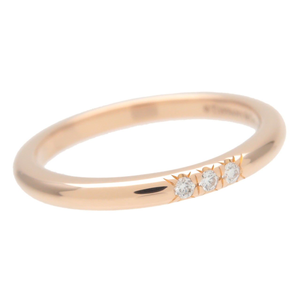 Tiffany&Co. Classic Band Ring 3P Diamond K18 Rose Gold US4.5 Used
