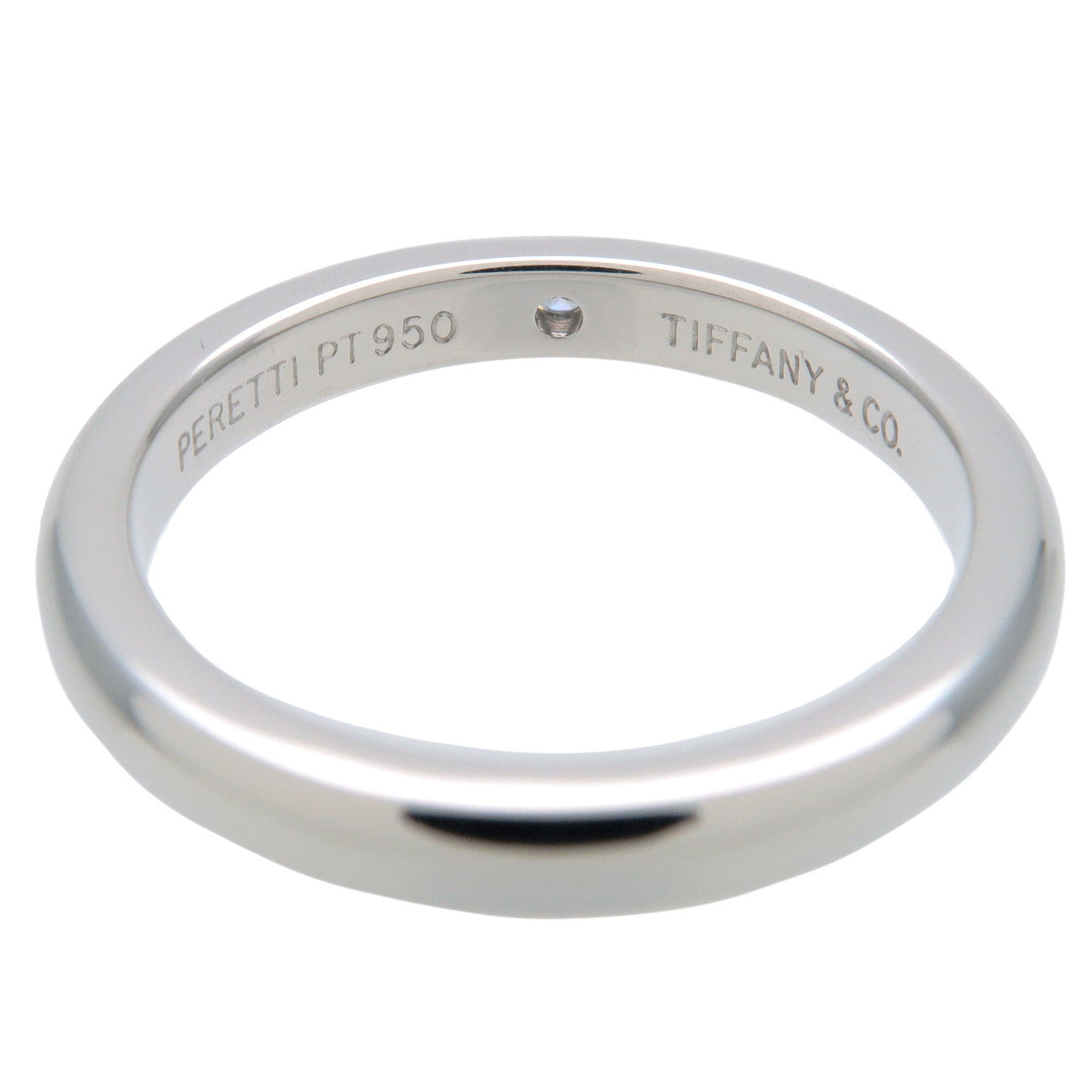 Tiffany&Co. Stacking Band Ring 1P Diamond 950 Platinum US4.5 Used