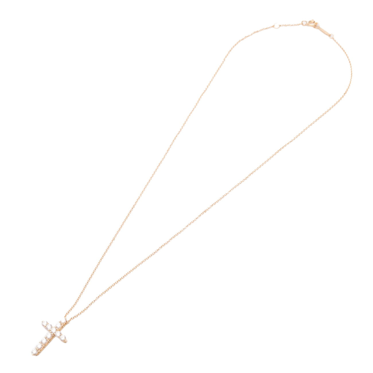 Tiffany&Co. Cross Diamond Necklace K18YG 750YG Yellow Gold Used