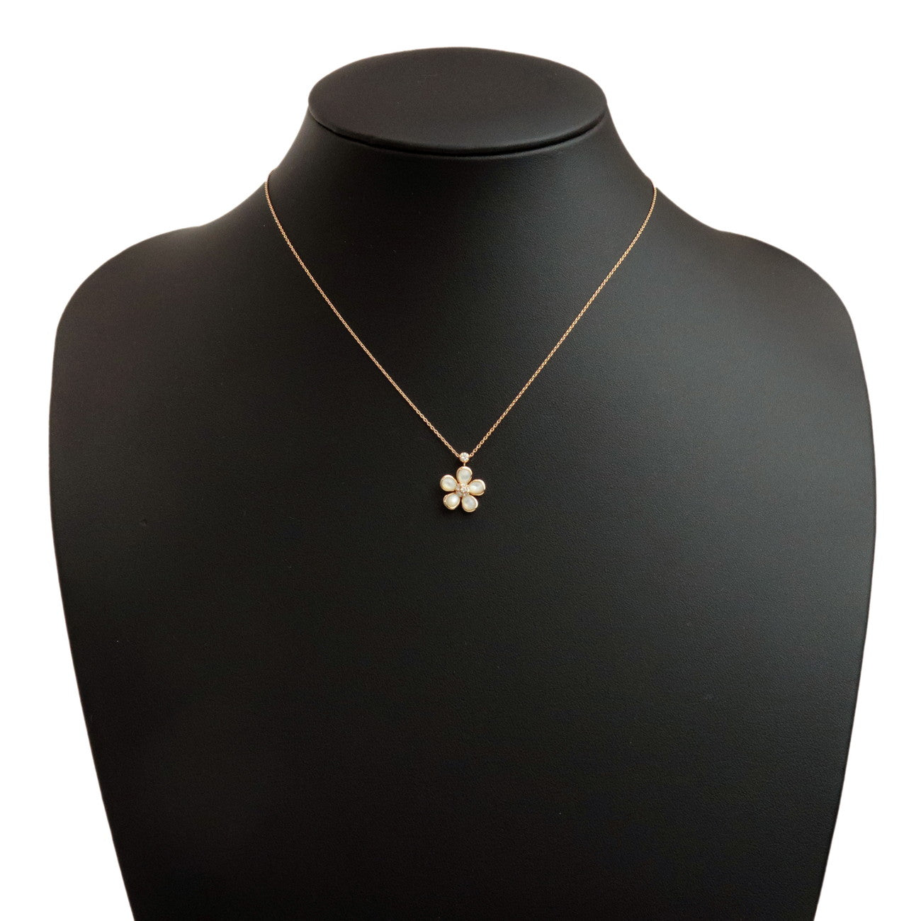 Ponte Vecchio Diamond Shell Necklace 0.07ct K18PG 750PG Rose Gold Used