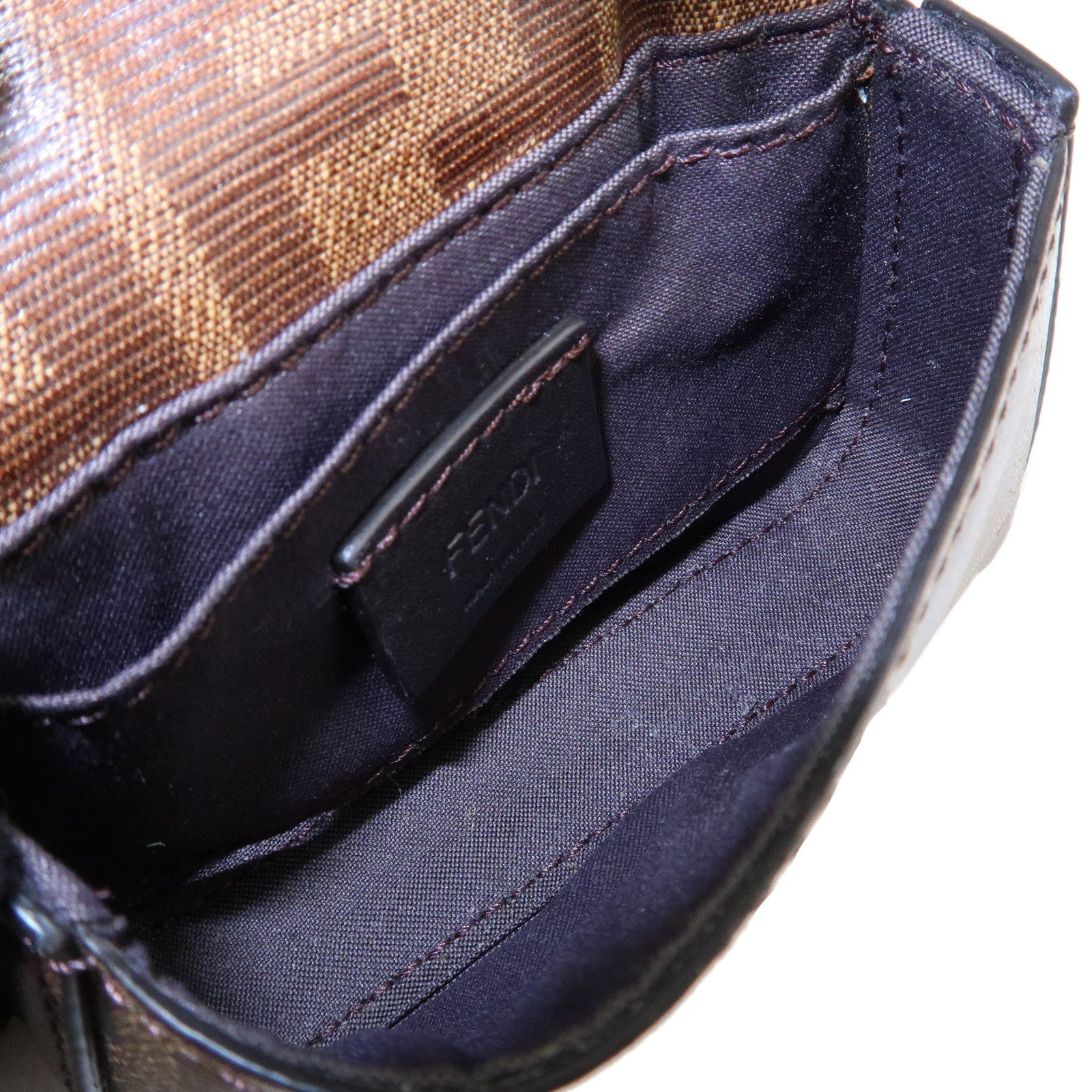 FENDI Zucca Coated Leather Nano Bucket Waist Bag Brown 8C0598 Used