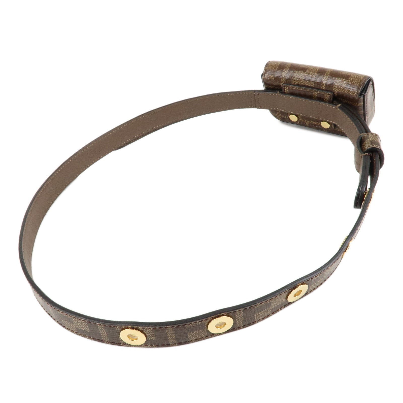 FENDI Zucca Coated Leather Nano Bucket Waist Bag Brown 8C0598 Used