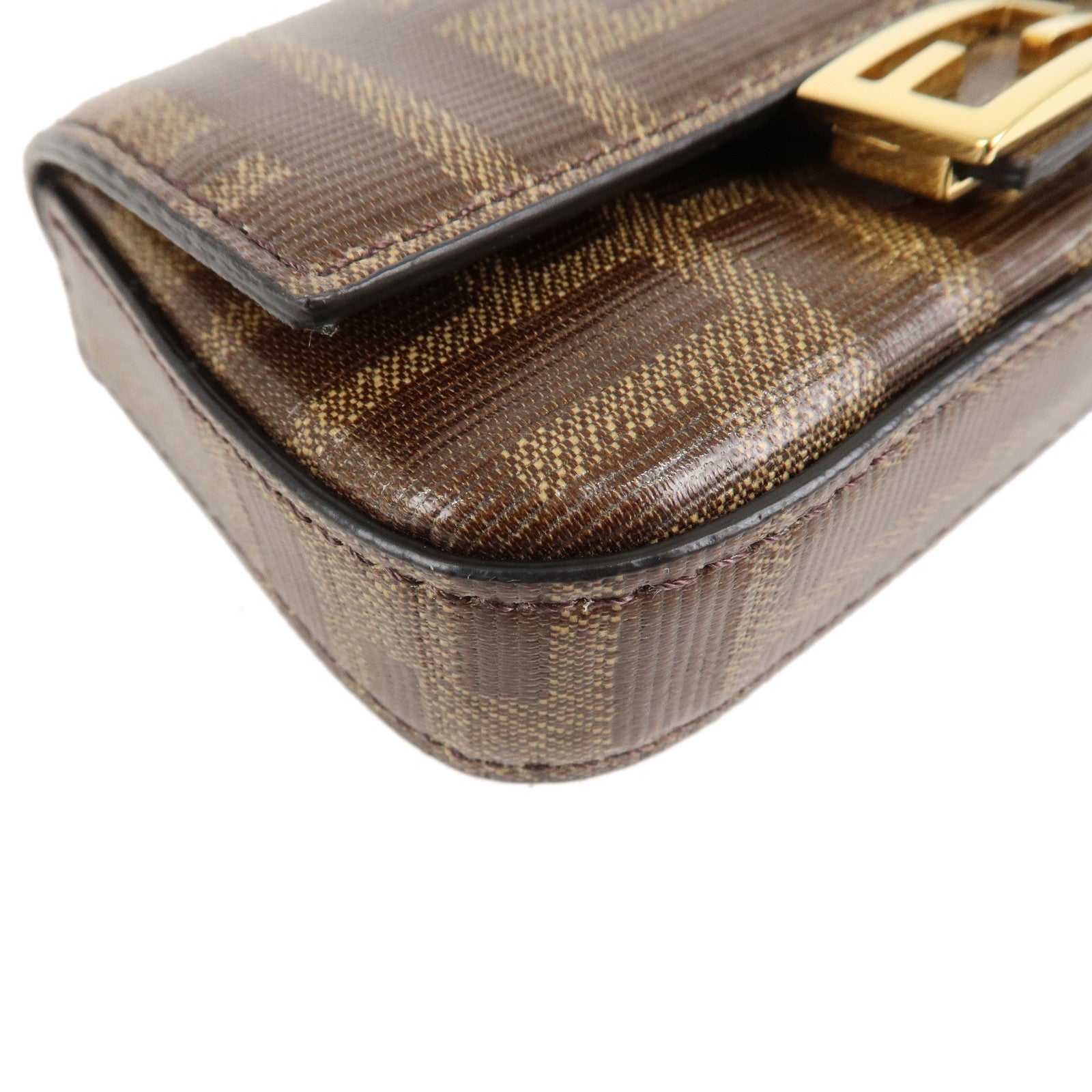 FENDI Zucca Coated Leather Nano Bucket Waist Bag Brown 8C0598 Used