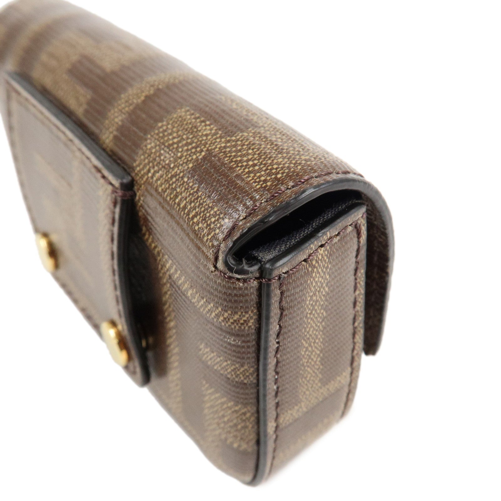 FENDI Zucca Coated Leather Nano Bucket Waist Bag Brown 8C0598 Used