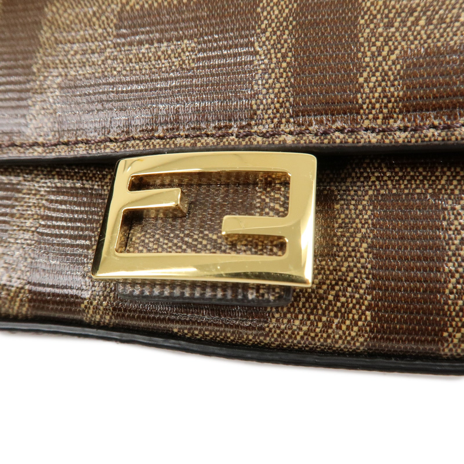 FENDI Zucca Coated Leather Nano Bucket Waist Bag Brown 8C0598 Used