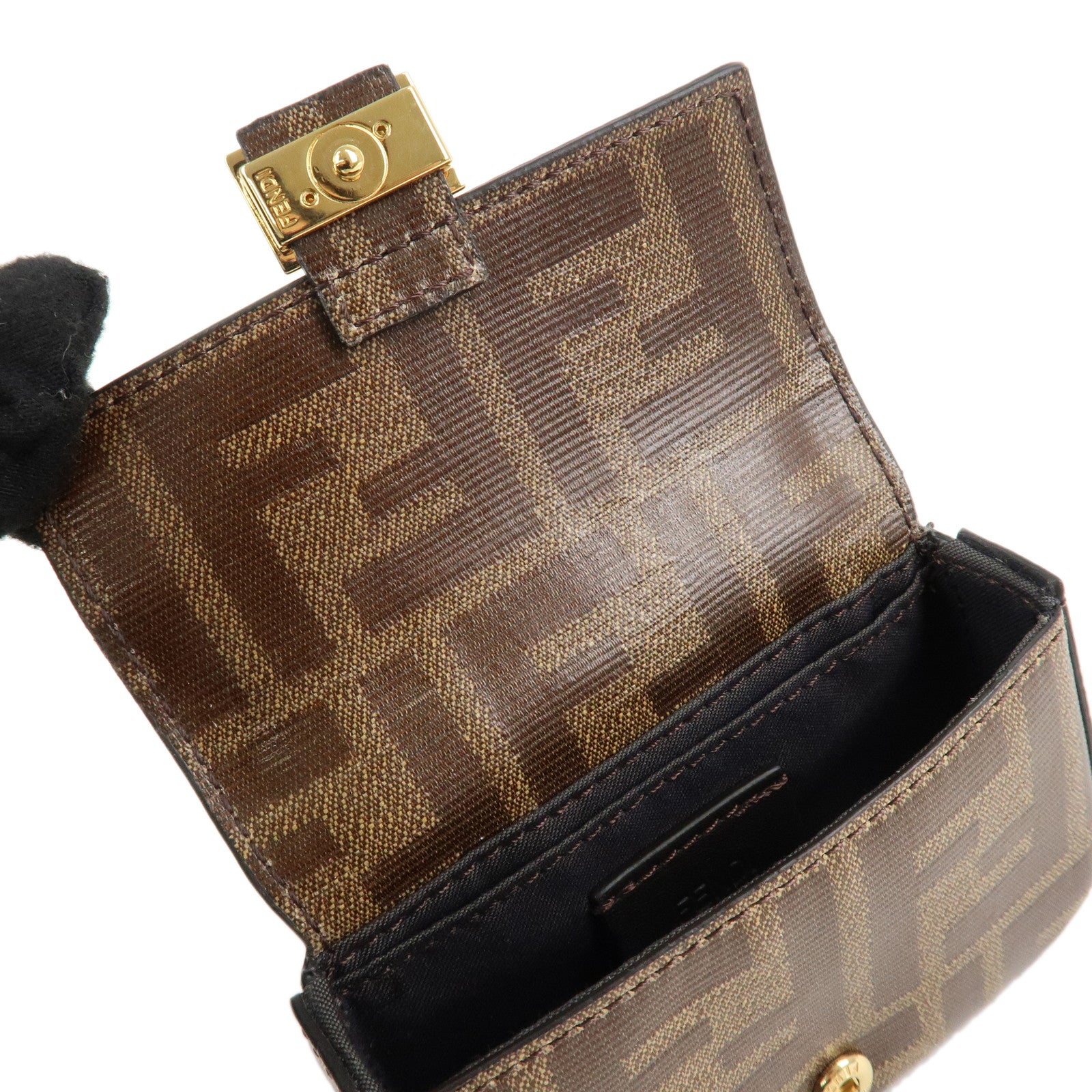 FENDI Zucca Coated Leather Nano Bucket Waist Bag Brown 8C0598 Used