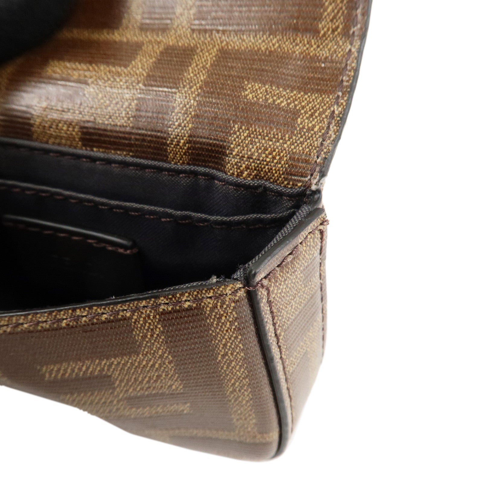 FENDI Zucca Coated Leather Nano Bucket Waist Bag Brown 8C0598 Used