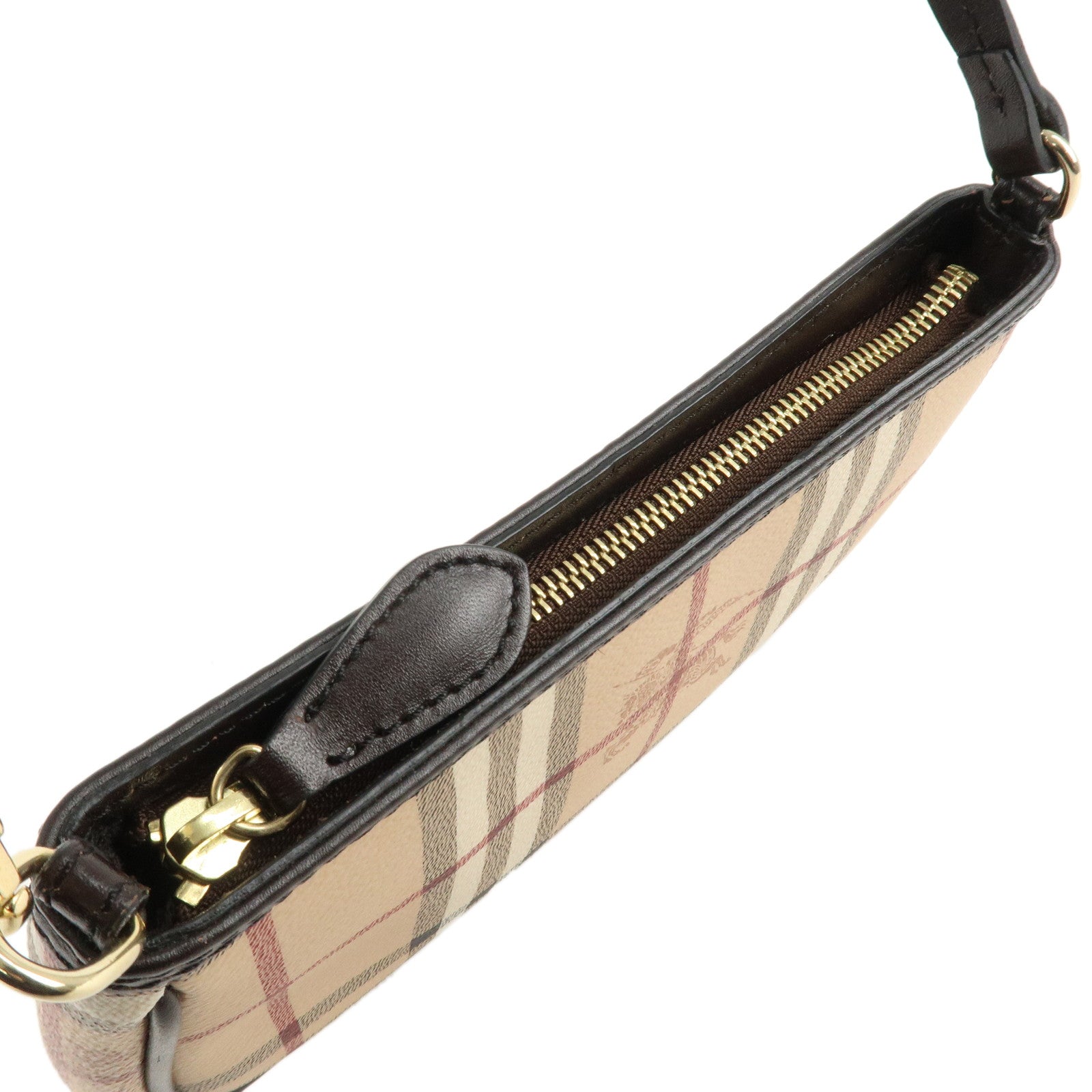 BURBERRY Canvas Leather Nova Plaid Shoulder Bag Hand Bag Brown Used