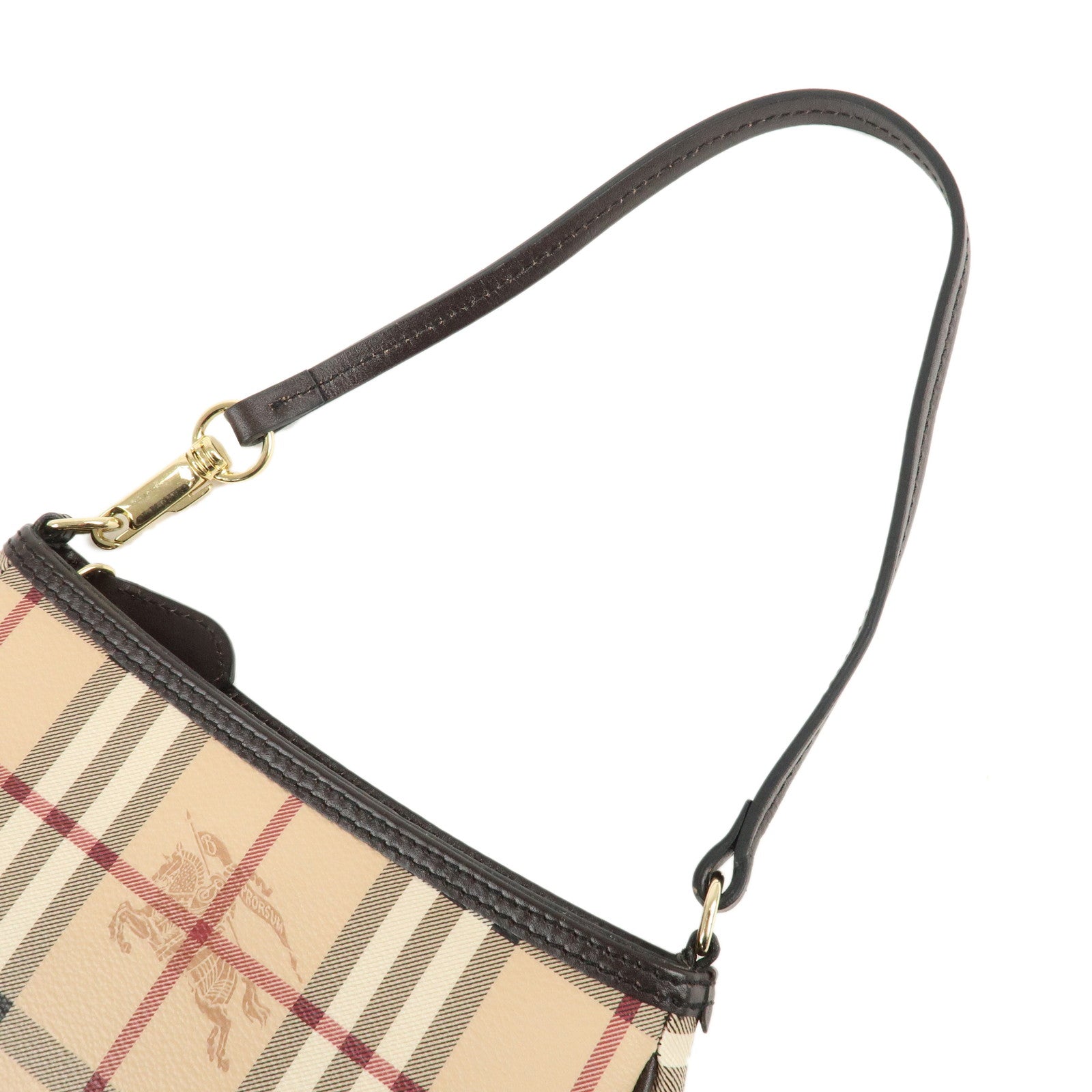 BURBERRY Canvas Leather Nova Plaid Shoulder Bag Hand Bag Brown Used